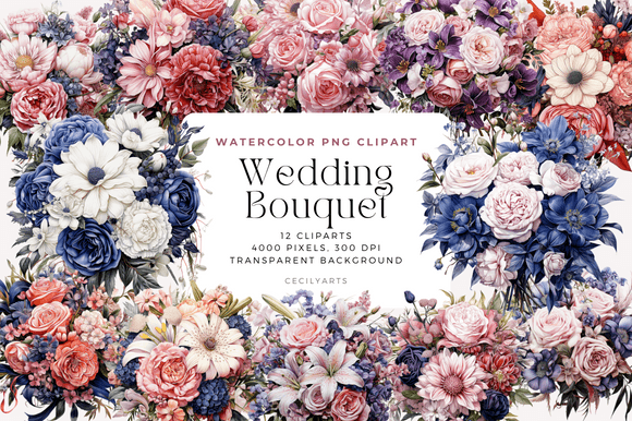 Beautiful Wedding Bouquet Cliparts for Your Creative Projects