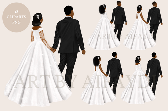 Beautifully Diverse Wedding Clipart for Modern Designers