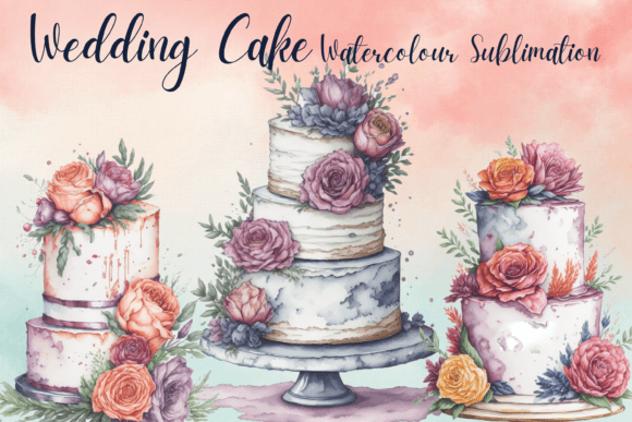 Capturing Romance: Wedding Cake Watercolor Sublimation Art
