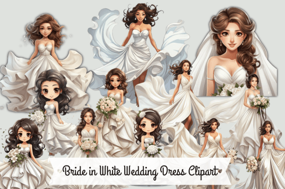 Celebrate Nuptial Moments with Elegant White Dress Clipart