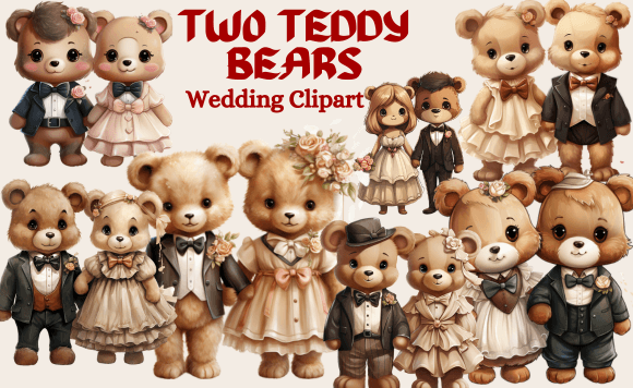 Charming Teddy Bear Wedding Clipart for Creative Projects