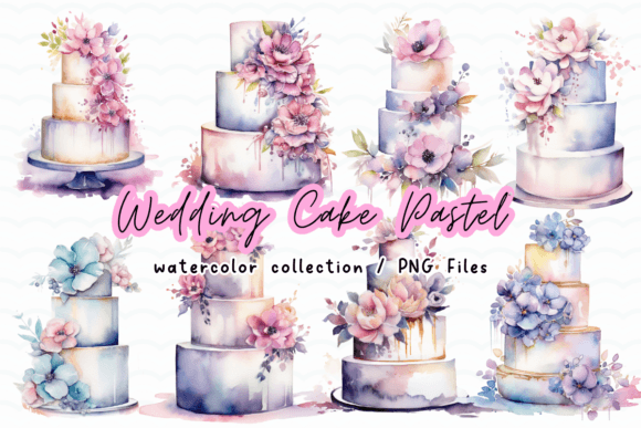 Design Delightful Projects with Wedding Cake Pastel Watercolor Clipart