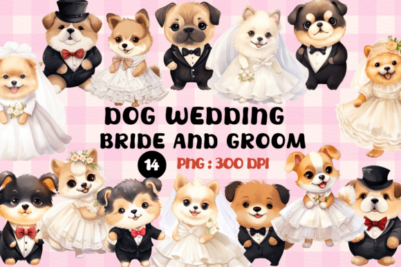 Dog Wedding Bride and Groom PNG Clipart: A Designer's Dream for Whimsical Projects