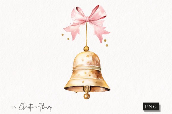 Elegant Watercolor Gold Bell Clipart for Wedding Designs