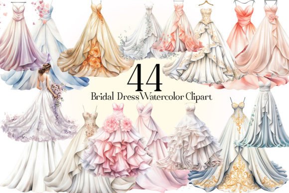 Elegant Wedding Clipart: Bridal Gowns & Endless Design Ideas