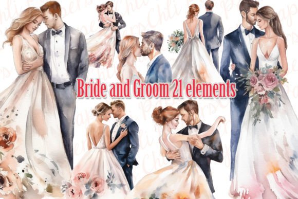 Enchanting Wedding Clipart: 21 PNGs for Every Detail