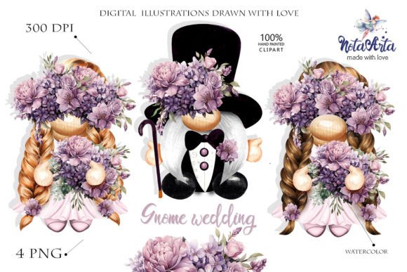 Gnome Wedding Bliss Watercolor: A Whimsical Design Asset