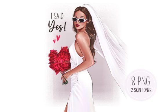 Modern Bride Clipart: Stylish Wedding Designs for Every Project