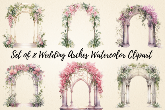 Soft, Romantic Watercolor Arches for Your Wedding Designs