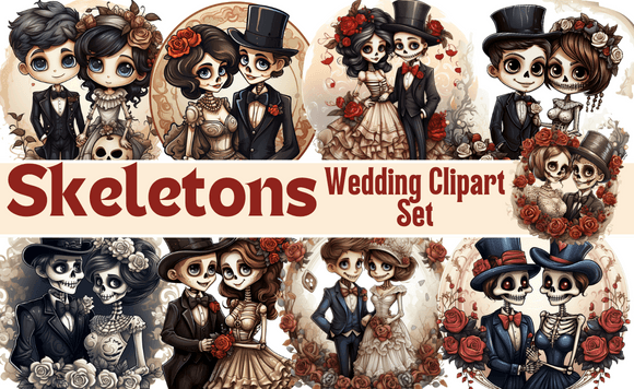 Spooky Elegance: Using Skeleton Wedding Clipart for Unique Designs