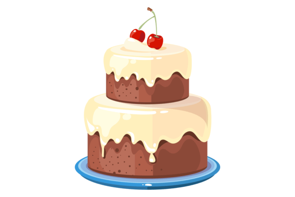 Sweeten Your Brand with Wedding Cake with Cherry. Cartoon Chocol