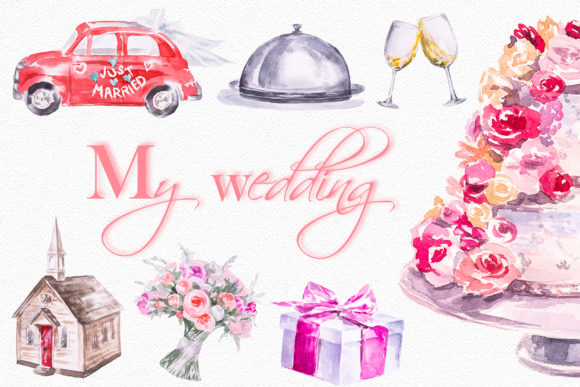 Watercolor My Wedding Clipart Set: A Designer's Dream Asset