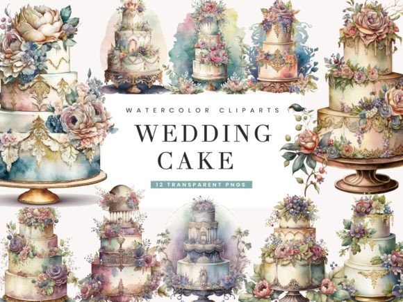 Watercolor Wedding Cake Clipart Vol.1: A Sweet Design Asset
