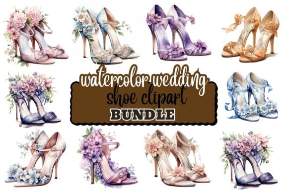 Watercolor Wedding Heels Clipart: 12 Essential Design Elements