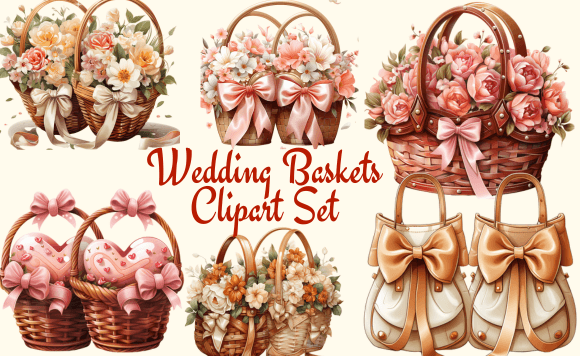 Wedding Baskets Clipart Set: Elevate Your Creative Projects