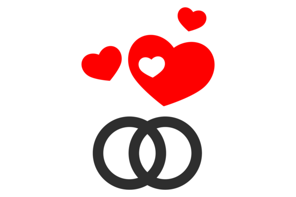 Wedding Rings with Red Hearts: A Couple's Love Icon