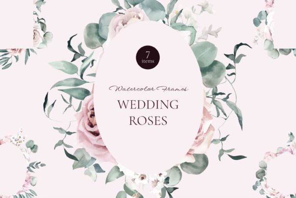 Wedding Roses Watercolor Frames: A Hand-Painted Touch for Your Designs