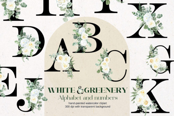 White Floral Wedding Alphabet: A Botanical Design Kit